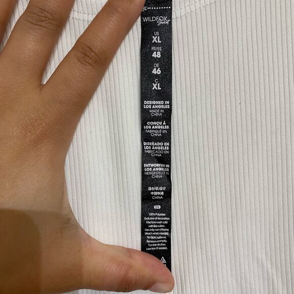 Wildfox Sport White Cropped Ribbed Tank Sz XL - Picture 5 of 12